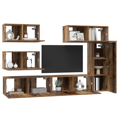 vidaXL TV Cabinet Set 6 pcs Old Wood Engineered Wood 3