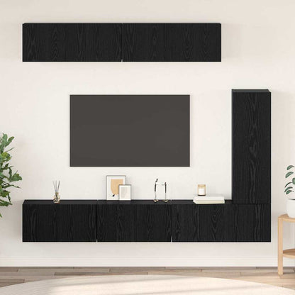 vidaXL TV Cabinet Set 6 pcs Black Oak Engineered Wood 1