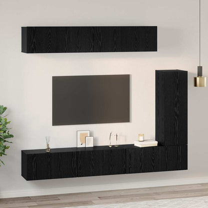 vidaXL TV Cabinet Set 6 pcs Black Oak Engineered Wood 4
