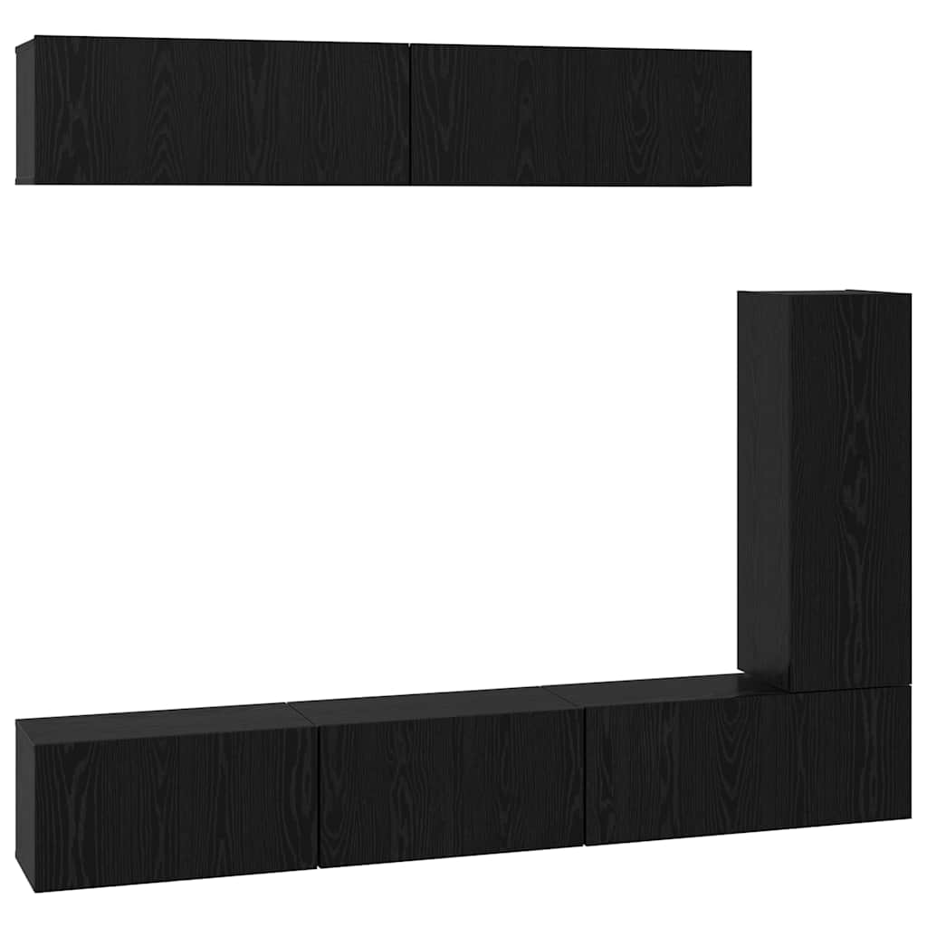 vidaXL TV Cabinet Set 6 pcs Black Oak Engineered Wood 2