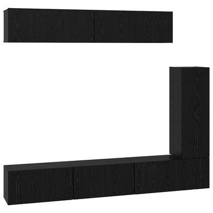 vidaXL TV Cabinet Set 6 pcs Black Oak Engineered Wood 2