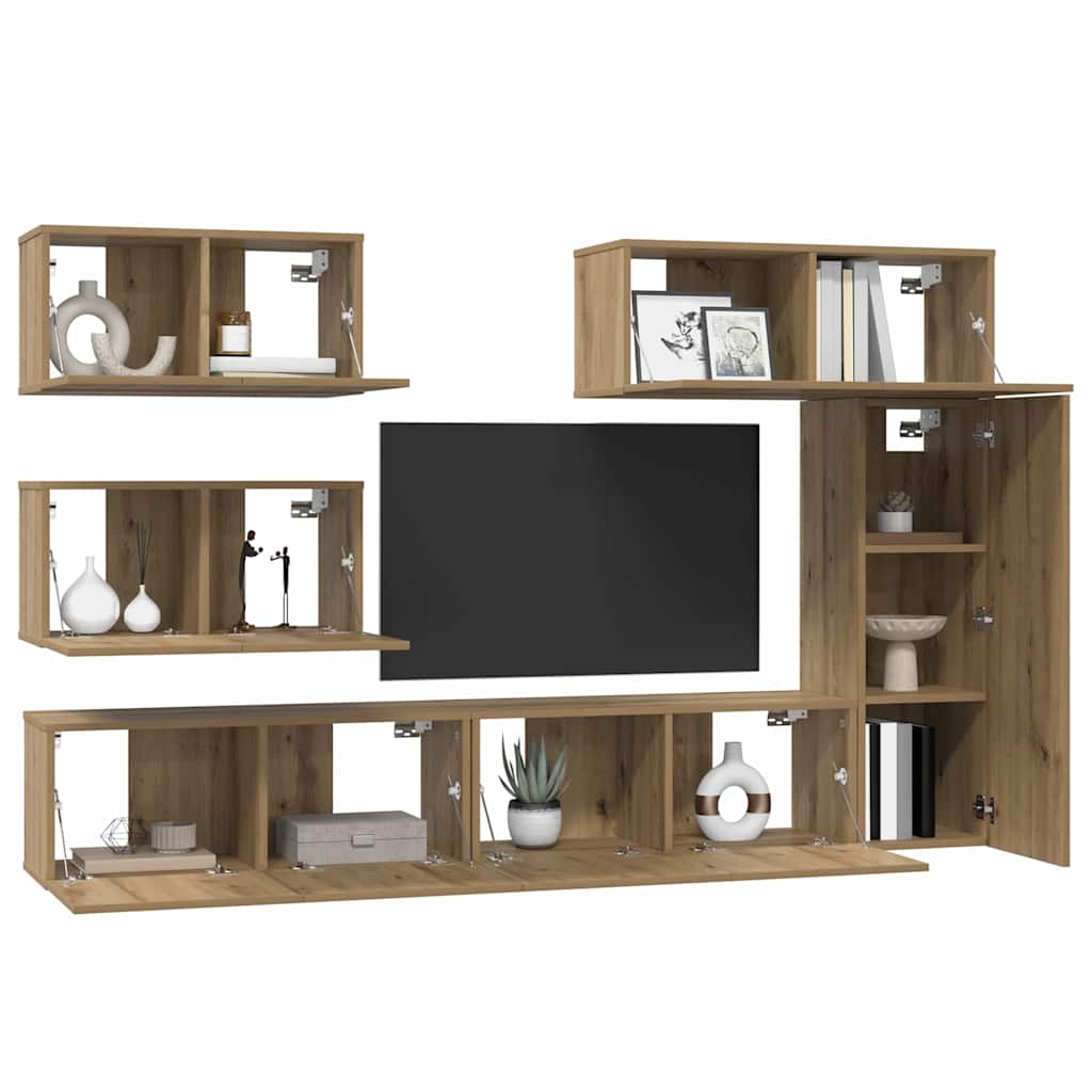 vidaXL TV Cabinet Set 6 pcs Artisan Oak Engineered Wood 3