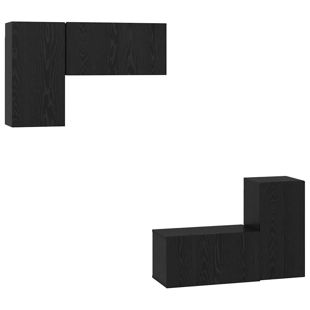 4 Piece TV Cabinet Set Engineered Wood Width 60 cm Black oak