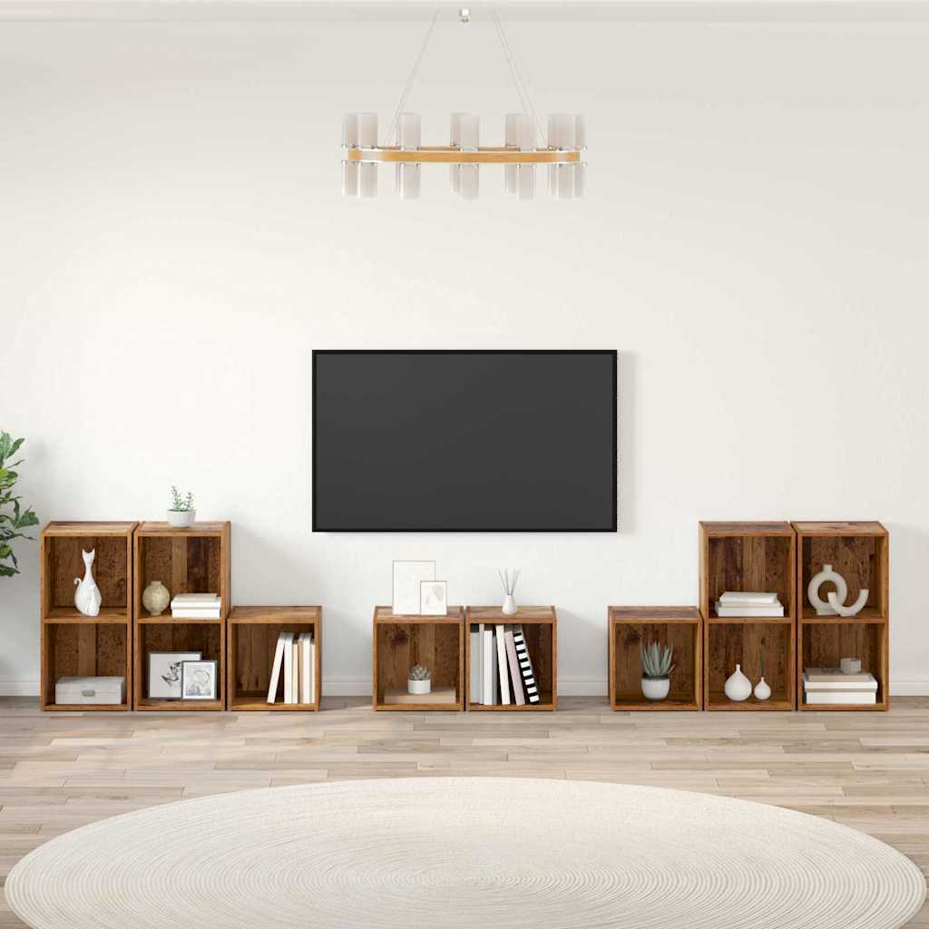 vidaXL TV Cabinet Set 8 pcs Old Wood Engineered Wood 1