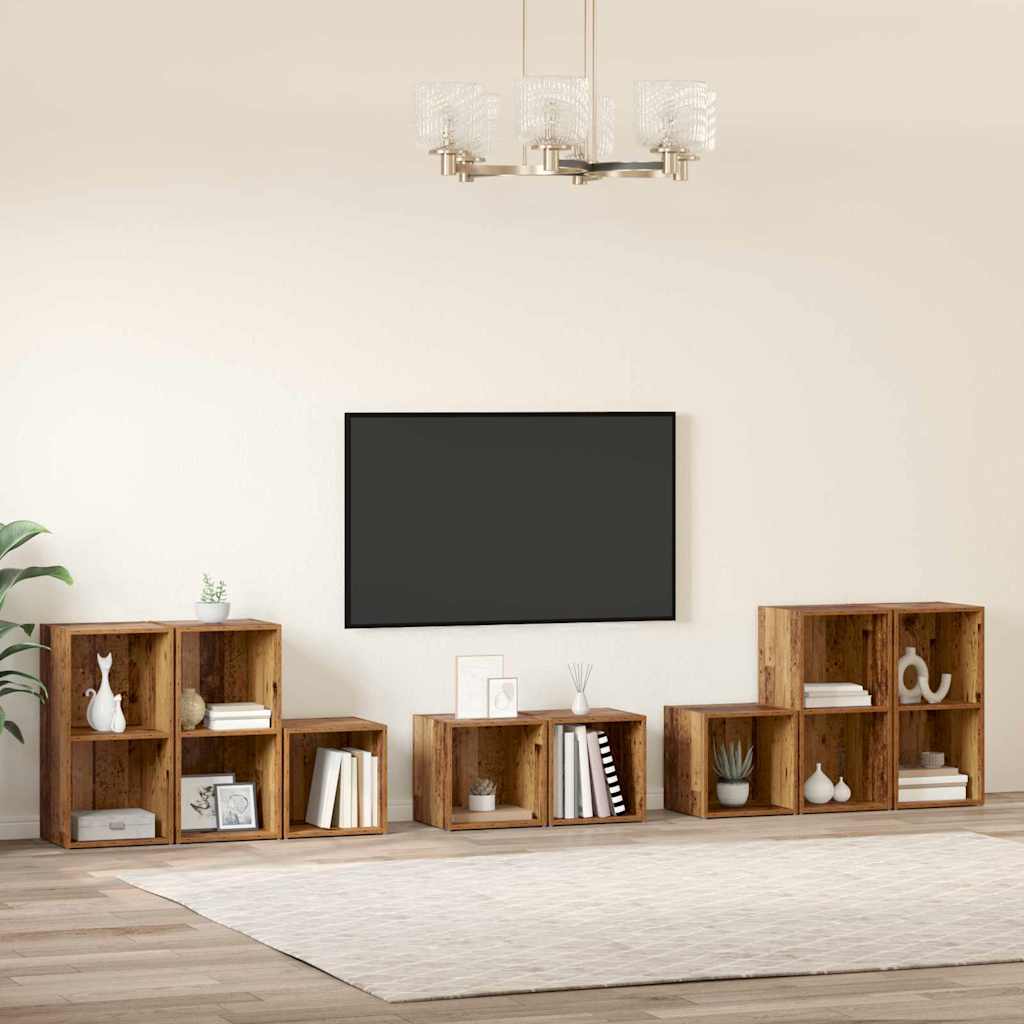 vidaXL TV Cabinet Set 8 pcs Old Wood Engineered Wood 4