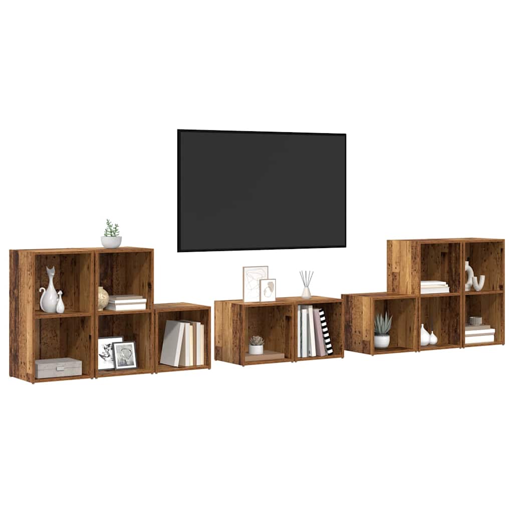 vidaXL TV Cabinet Set 8 pcs Old Wood Engineered Wood 3