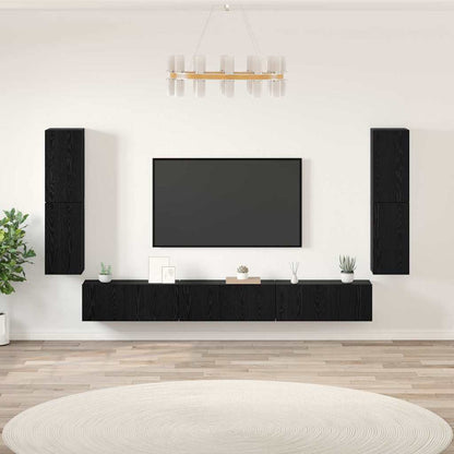vidaXL TV Units 4 pcs Black Oak Engineered wood 1