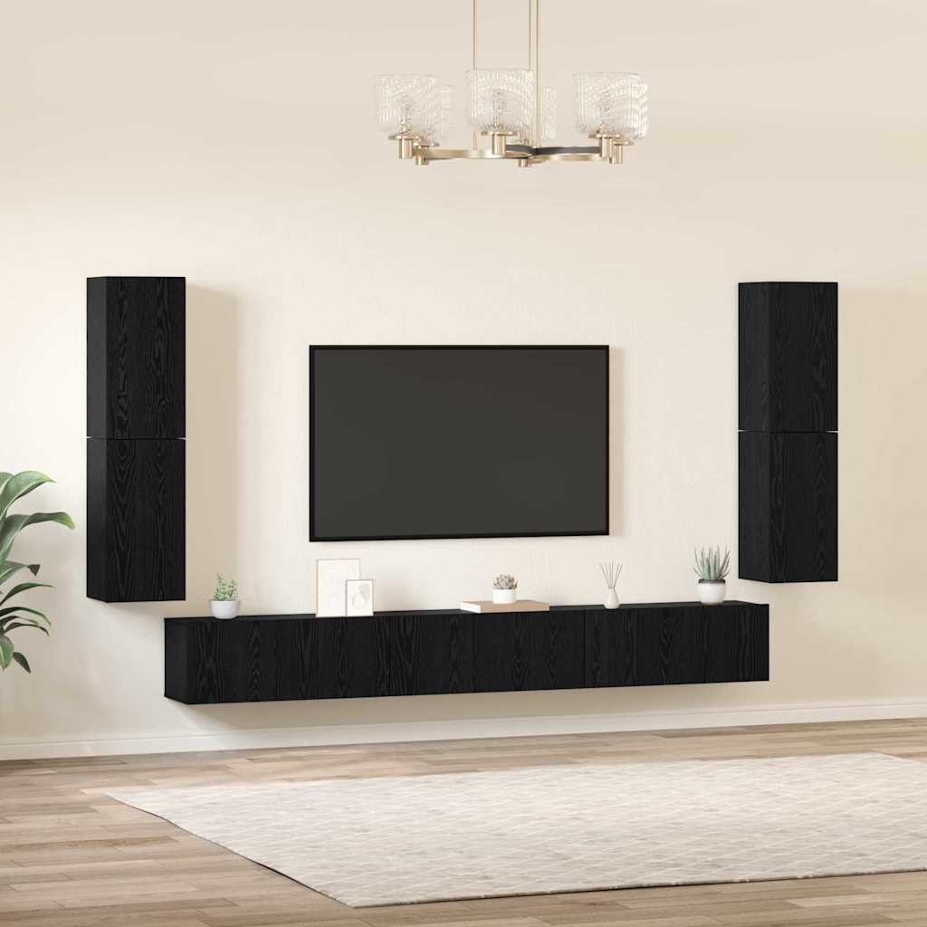 vidaXL TV Units 4 pcs Black Oak Engineered wood 4