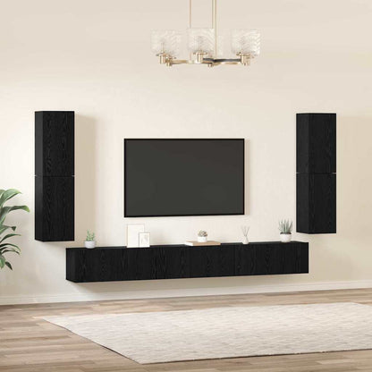 vidaXL TV Units 4 pcs Black Oak Engineered wood 4