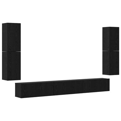 vidaXL TV Units 4 pcs Black Oak Engineered wood 2