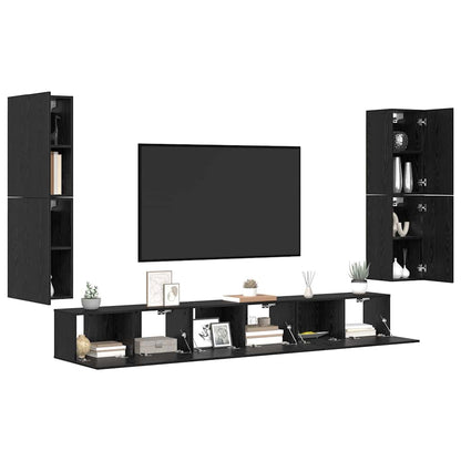 vidaXL TV Units 4 pcs Black Oak Engineered wood 3