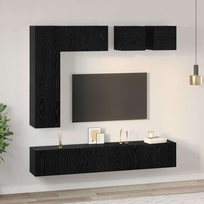 vidaXL TV Cabinet Set 8 pcs Black Oak Engineered Wood 4