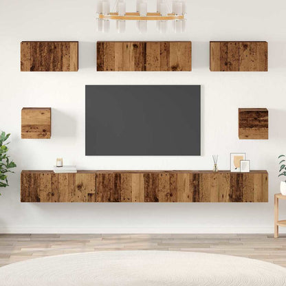 8 Piece TV Cabinet Set Engineered Wood Width 100 cm Old wood
