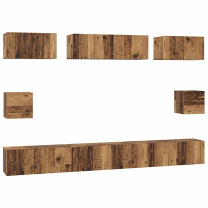 8 Piece TV Cabinet Set Engineered Wood Width 100 cm Old wood