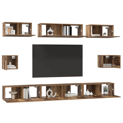 8 Piece TV Cabinet Set Engineered Wood Width 100 cm Old wood
