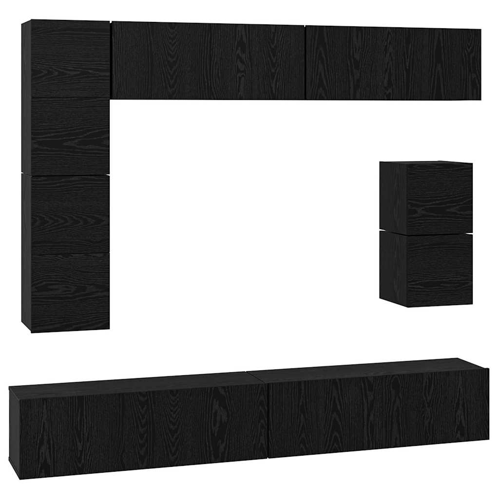 vidaXL TV Cabinet Set 8 pcs Black Oak Engineered Wood 2