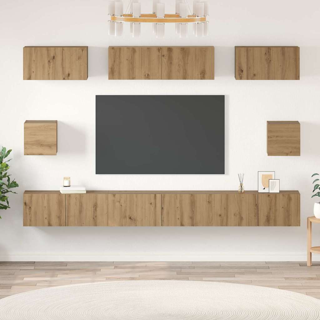 vidaXL TV Cabinet Set 8 pcs Artisan Oak Engineered Wood 1