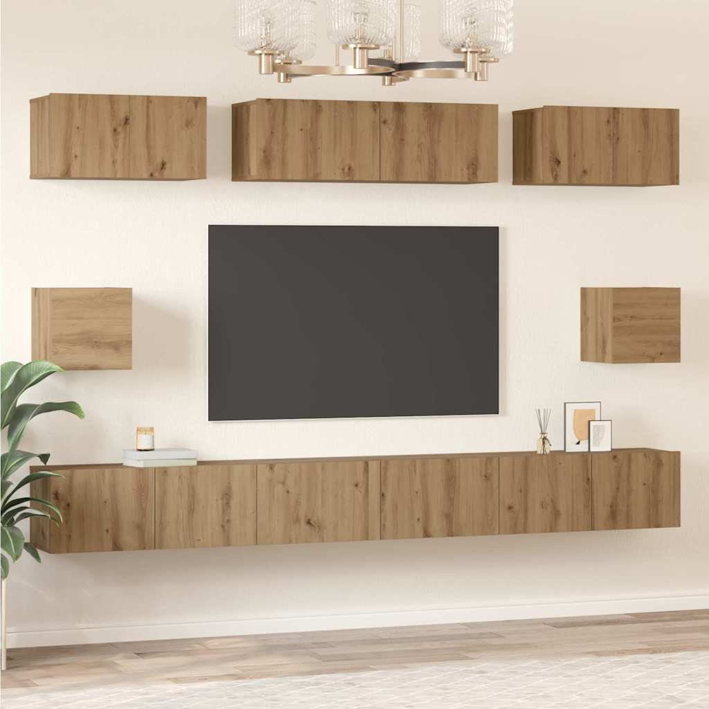 vidaXL TV Cabinet Set 8 pcs Artisan Oak Engineered Wood 4