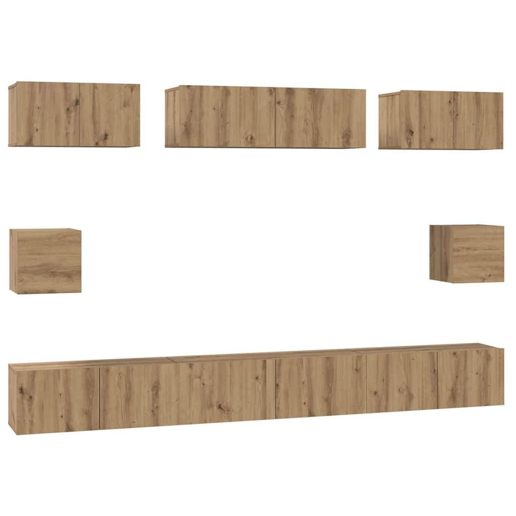 vidaXL TV Cabinet Set 8 pcs Artisan Oak Engineered Wood 2