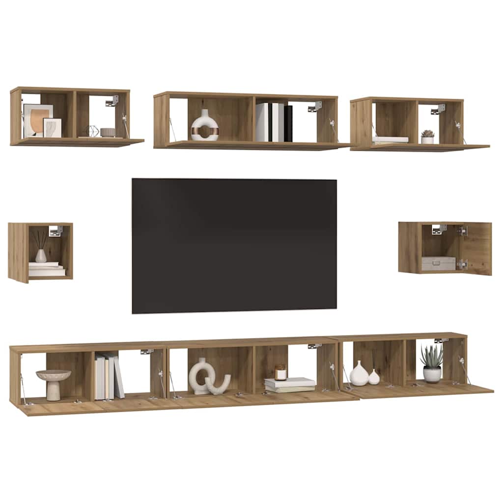 vidaXL TV Cabinet Set 8 pcs Artisan Oak Engineered Wood 3