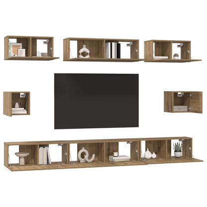vidaXL TV Cabinet Set 8 pcs Artisan Oak Engineered Wood 3