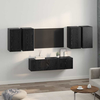 vidaXL TV Cabinet Set 6 pcs Black Oak Engineered Wood 4