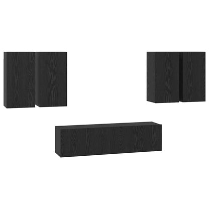 vidaXL TV Cabinet Set 6 pcs Black Oak Engineered Wood 2