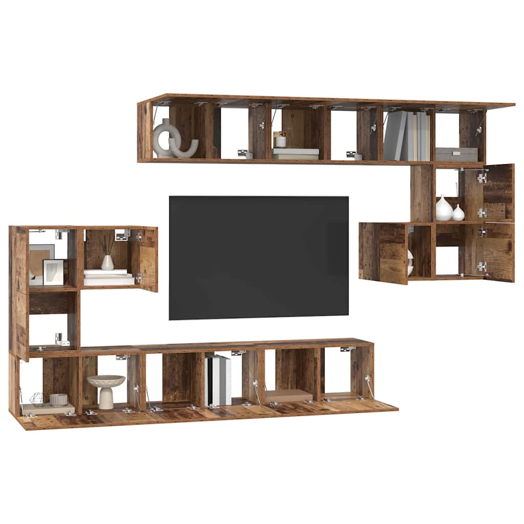 TV Cabinet Set Engineered Wood 10 Old wood