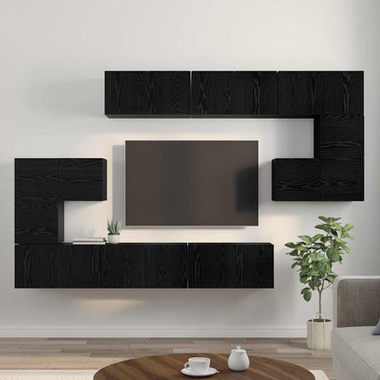 vidaXL TV Cabinet Set 10 pcs Black Oak Engineered Wood 4