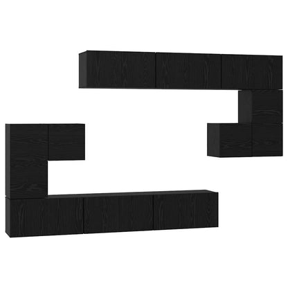 TV Cabinet Set Engineered Wood 10 Black oak