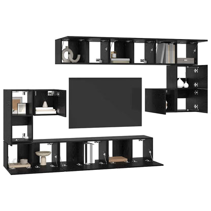 vidaXL TV Cabinet Set 10 pcs Black Oak Engineered Wood 3