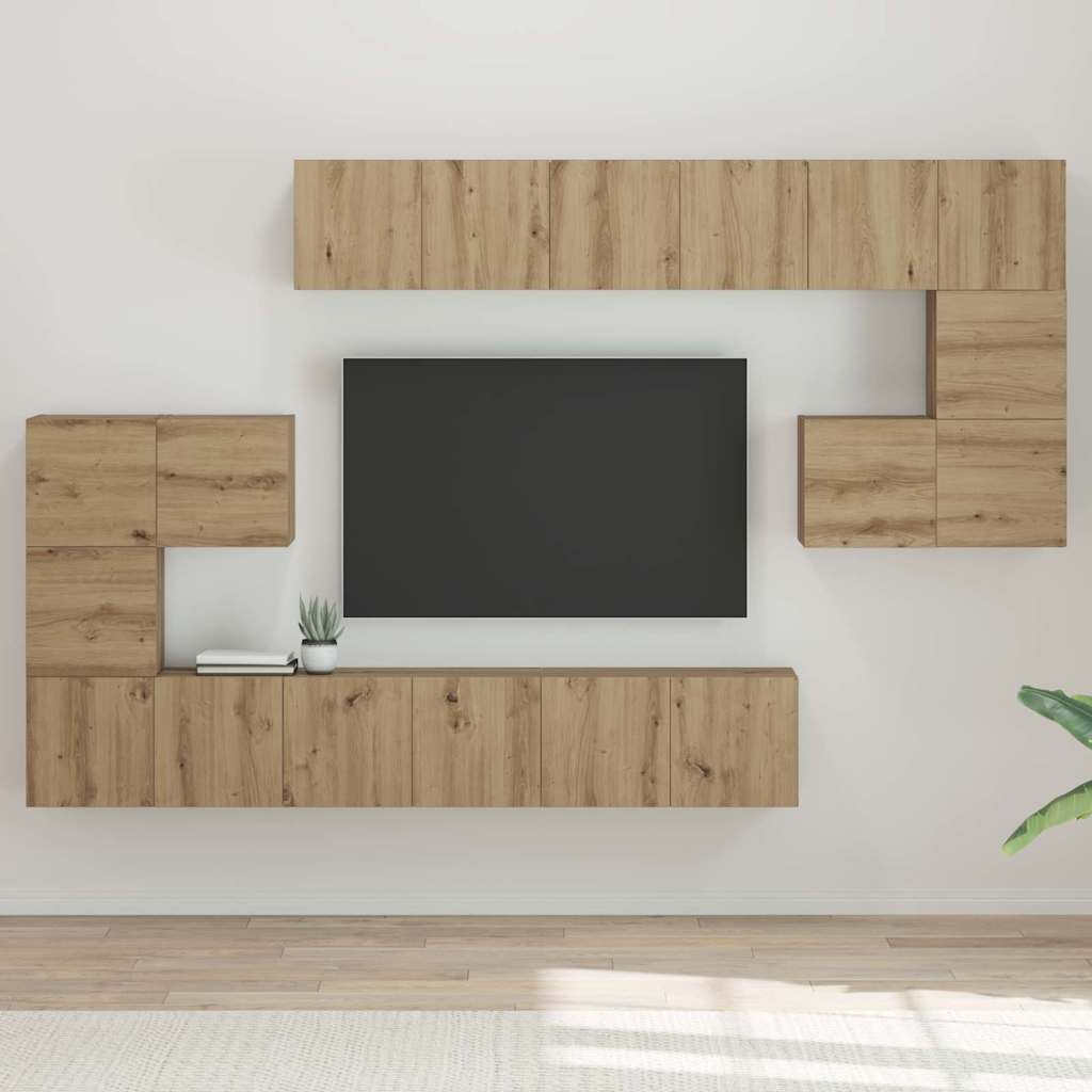 vidaXL TV Cabinet Set 10 pcs Artisan Oak Engineered Wood 1