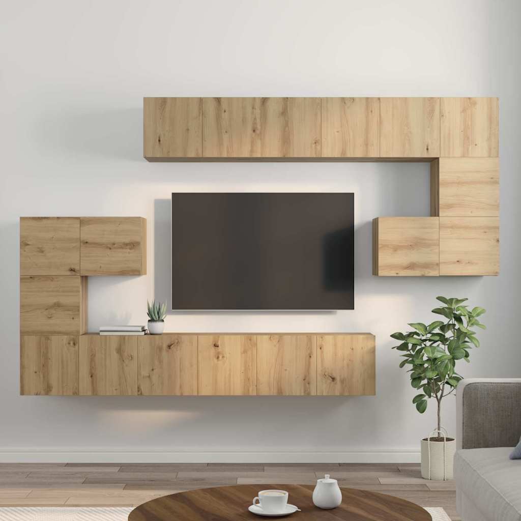 vidaXL TV Cabinet Set 10 pcs Artisan Oak Engineered Wood 4