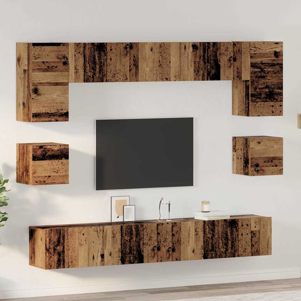 vidaXL TV Cabinet Set 8 pcs Old Wood Engineered Wood 1