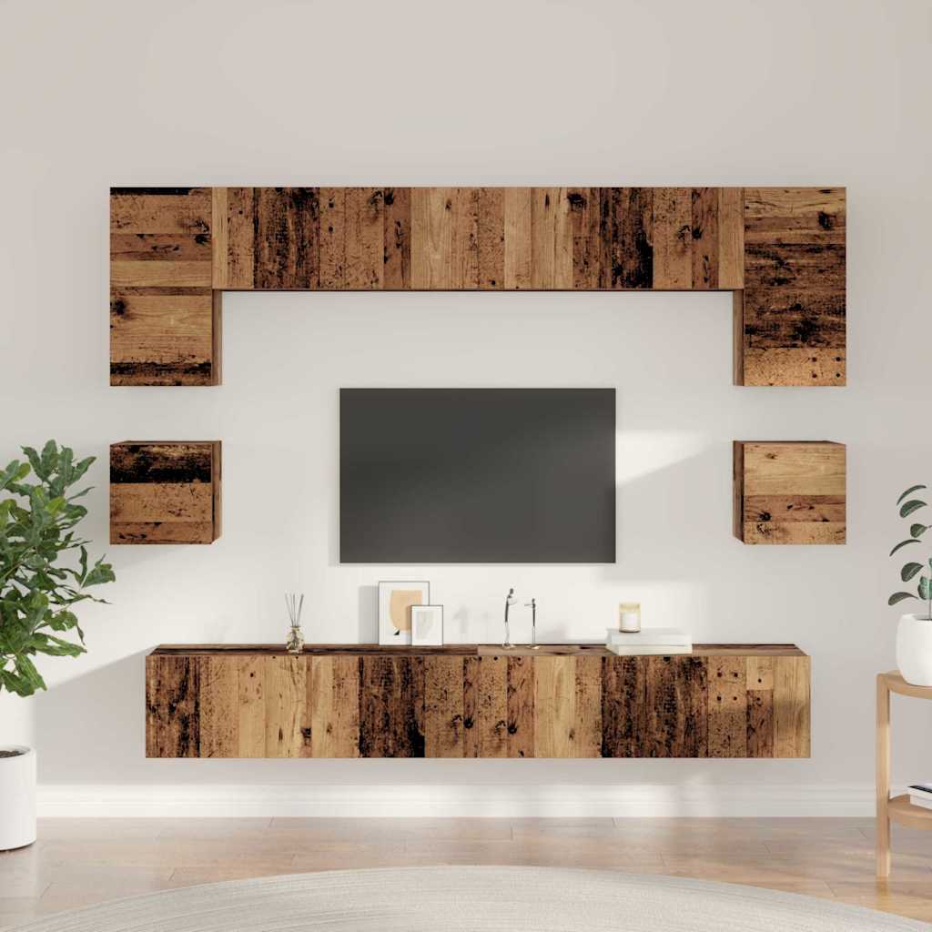 vidaXL TV Cabinet Set 8 pcs Old Wood Engineered Wood 4