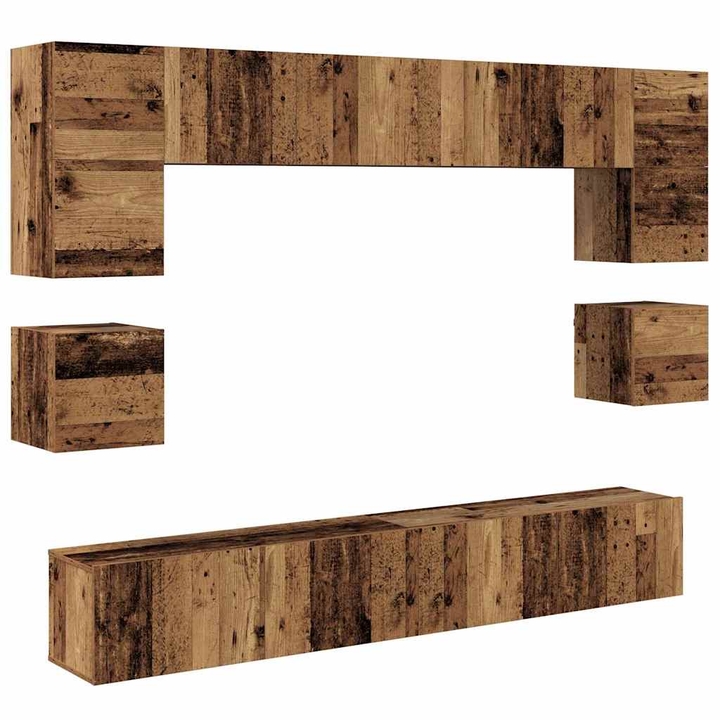 vidaXL TV Cabinet Set 8 pcs Old Wood Engineered Wood 2