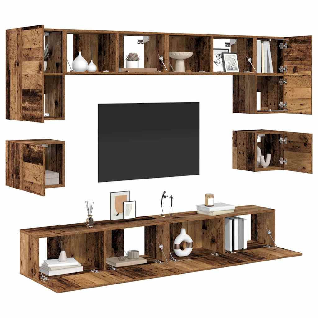vidaXL TV Cabinet Set 8 pcs Old Wood Engineered Wood 3
