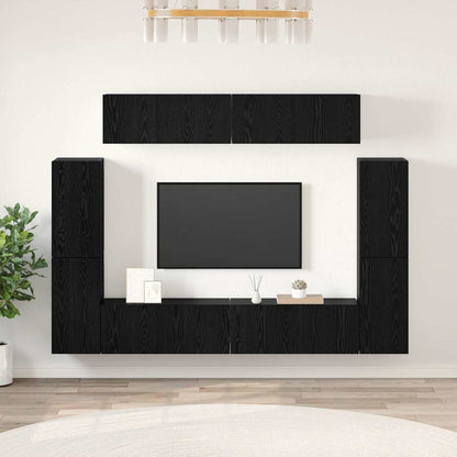vidaXL TV Cabinet Set 8 pcs Black oak Engineered Wood 1