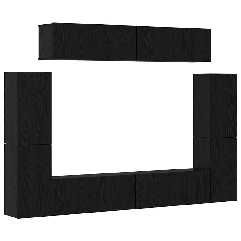 vidaXL TV Cabinet Set 8 pcs Black oak Engineered Wood 2