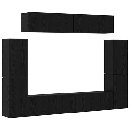 vidaXL TV Cabinet Set 8 pcs Black oak Engineered Wood 2
