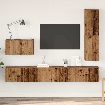 4 Piece TV Cabinet Set Engineered Wood Height 110 cm Old wood