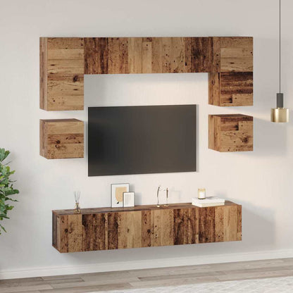 vidaXL TV Cabinet Set 8 pcs Old Wood Engineered Wood 4