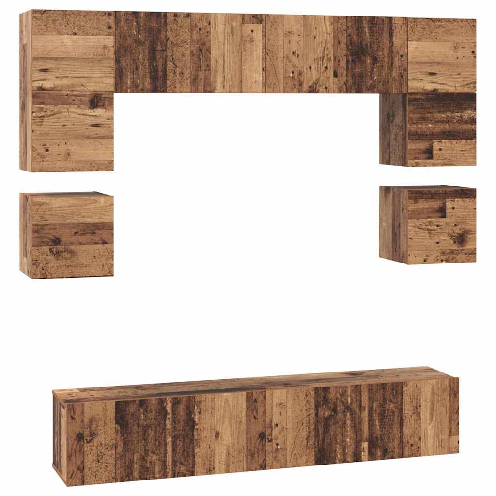 vidaXL TV Cabinet Set 8 pcs Old Wood Engineered Wood 2