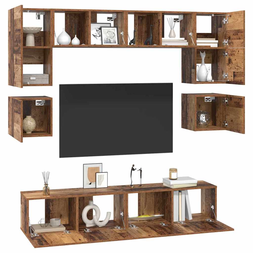 vidaXL TV Cabinet Set 8 pcs Old Wood Engineered Wood 3