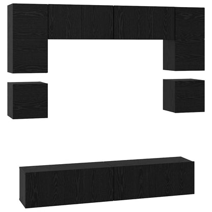 vidaXL TV Cabinet Set 8 pcs Black Oak Engineered Wood 2