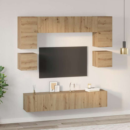 vidaXL TV Cabinet Set 8 pcs Artisan Oak Engineered Wood 4
