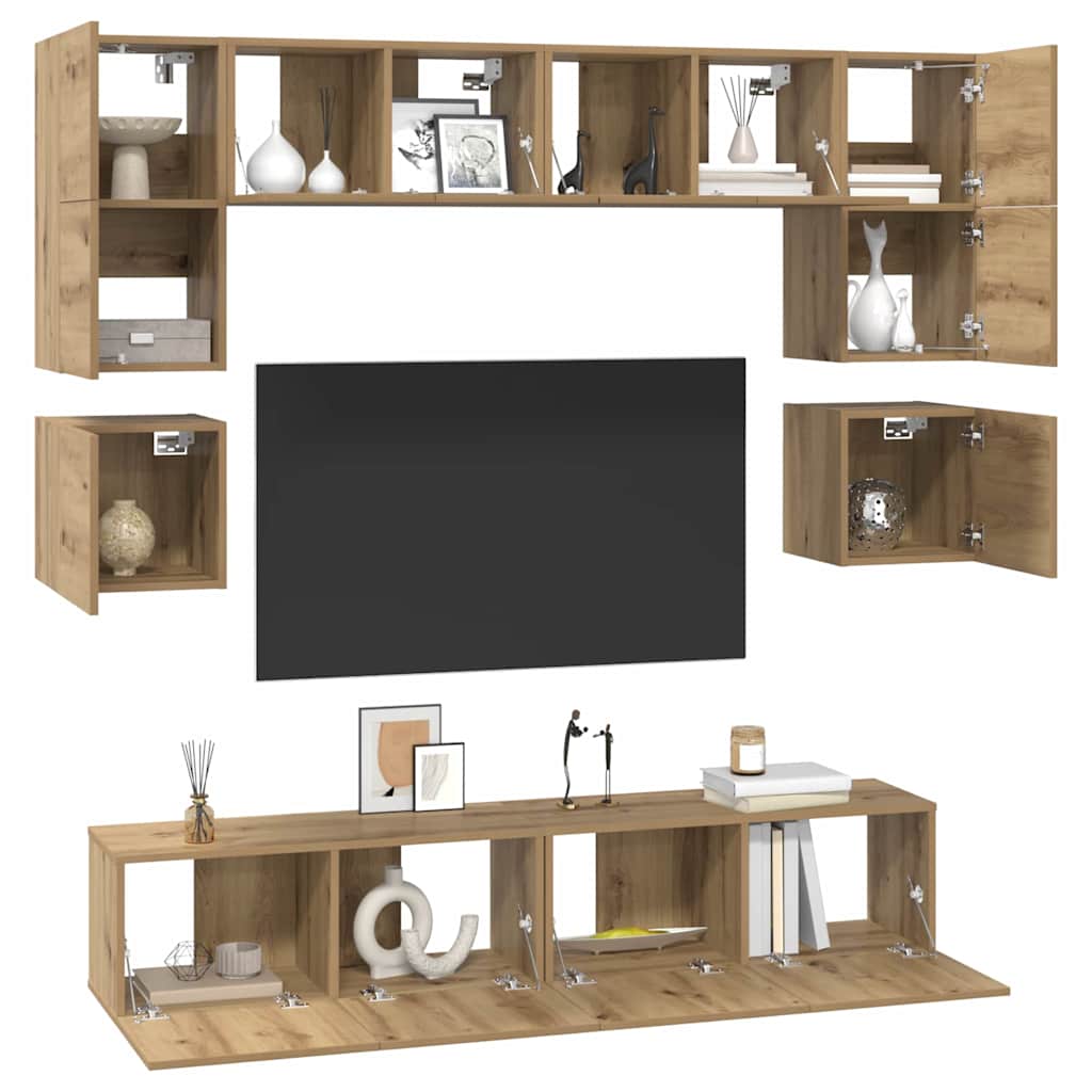 vidaXL TV Cabinet Set 8 pcs Artisan Oak Engineered Wood 3
