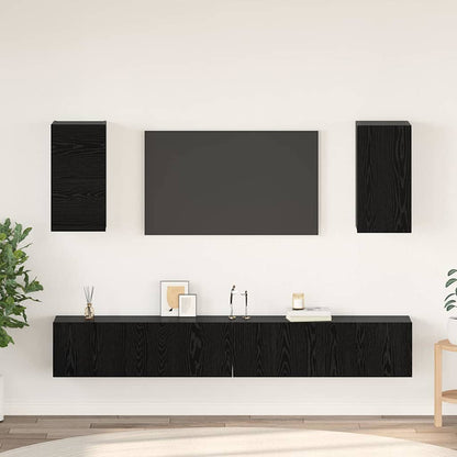 vidaXL Wall TV Cabinet 3 pcs Black Oak Engineered Wood 1