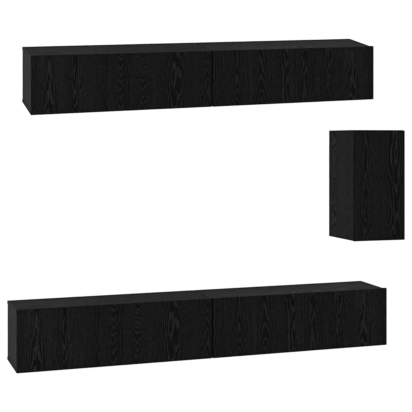 vidaXL Wall TV Cabinet 3 pcs Black Oak Engineered Wood 2