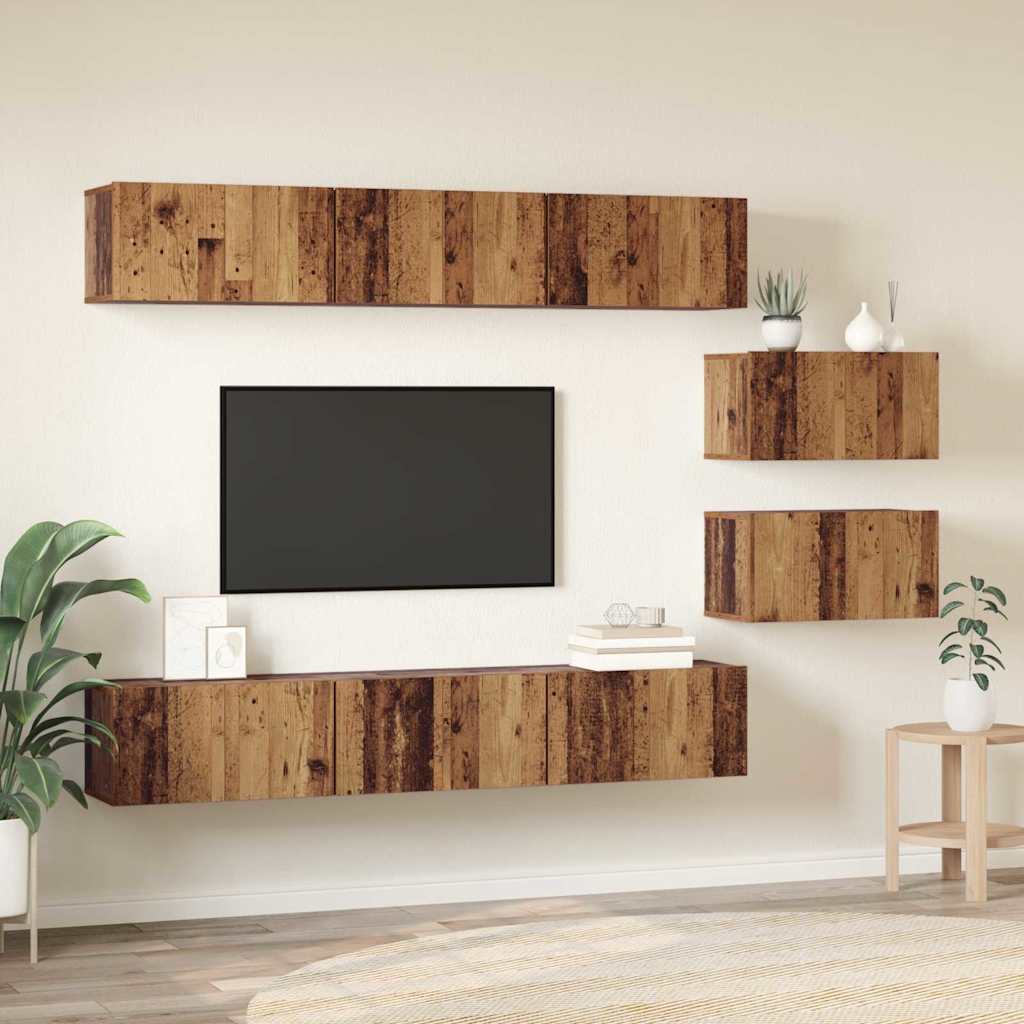 vidaXL TV Cabinet Set 8 pcs Old Wood 4